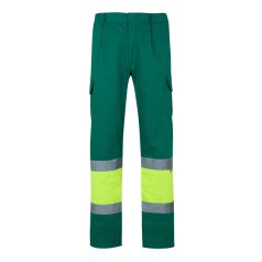   Pantaloni din twill cu buzunare multiple in doua tonuri, Unisex, 2502E13130, Velilla, Poliester, Bumbac, Verde, 5XL