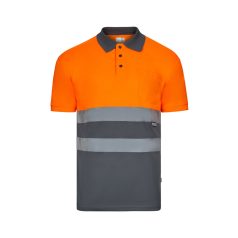   Tricou polo bicolor cu maneci scurte, Unisex, 2502E11271, Velilla, Poliester, Gri, M