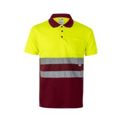   Tricou polo bicolor cu maneci scurte, Unisex, 2502E11261, Velilla, Poliester, Burgundy, M