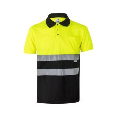   Tricou polo bicolor cu maneci scurte, Unisex, 2502E11238, Velilla, Bumbac, Poliester, Negru, 4XL
