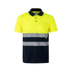   Tricou polo bicolor cu maneci scurte, Unisex, 2502E11230, Velilla, Bumbac, Poliester, Albastru, 5XL