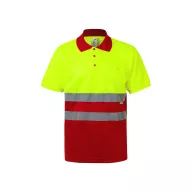   Tricou polo bicolor cu maneci scurte, Unisex, 2502E11240, Velilla, Bumbac, Poliester, Rosu, 4XL