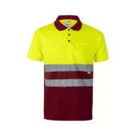   Tricou polo bicolor cu maneci scurte, Unisex, 2502E11233, Velilla, Bumbac, Poliester, Burgundy, 5XL