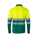 Bluza polo bicolora cu maneci lungi, Unisex, 2502E13838, Velilla, Poliester, Verde, 2XL