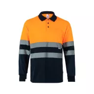   Bluza polo bicolora cu maneci lungi, Unisex, 2502E13793, Velilla, Poliester, Albastru, XL