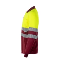   Bluza polo bicolora cu maneci lungi, Unisex, 2502E13799, Velilla, Poliester, Burgundy, M