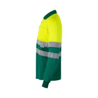  Bluza polo bicolora cu maneci lungi, Unisex, 2502E13780, Velilla, Poliester, Verde, 4XL