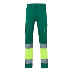   Pantaloni elastici cu buzunare multiple, in doua tonuri, Unisex, 2502E13991, Velilla, Bumbac, Poliester, Verde, 2XL