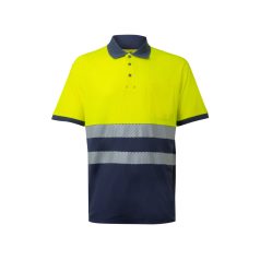   Tricou polo bicolor cu maneci scurte, Unisex, 2502E10748, Velilla, Bumbac, Poliester, Albastru, S