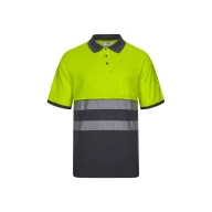   Tricou polo bicolor cu maneci scurte, Unisex, 2502E10757, Velilla, Bumbac, Poliester, Gri, XL