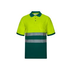   Tricou polo bicolor cu maneci scurte, Unisex, 2502E10760, Velilla, Bumbac, Poliester, Verde, L