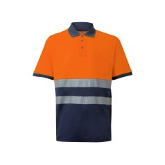   Tricou polo bicolor cu maneci scurte, Unisex, 2502E10743, Velilla, Bumbac, Poliester, Albastru, 3XL