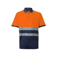   Tricou polo bicolor cu maneci scurte, Unisex, 2502E10745, Velilla, Bumbac, Poliester, Albastru, L