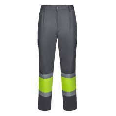   Pantaloni in doua tonuri, din twill, Unisex, 2502E10998, Velilla, Poliester, Bumbac, Gri, 2XL