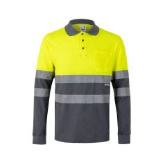   Tricou polo pique bicolor, Unisex, 2502E13101, Velilla, Bumbac, Poliester, Gri, 2XL