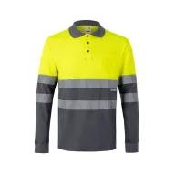   Tricou polo pique bicolor, Unisex, 2502E13104, Velilla, Bumbac, Poliester, Gri, M