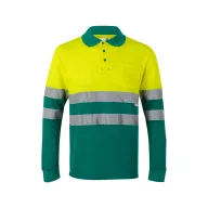   Tricou polo pique bicolor, Unisex, 2502E13107, Velilla, Bumbac, Poliester, Verde, 2XL