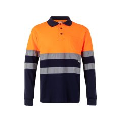   Tricou polo pique in doua tonuri, Unisex, 2502E13082, Velilla, Bumbac, Poliester, Albastru, 4XL