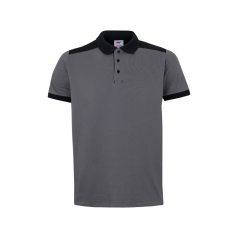   Tricou polo pique stretch bicolor cu maneci scurte, Unisex, 2502E13715, Velilla, Poliester, Elastan, Gri, 3XL