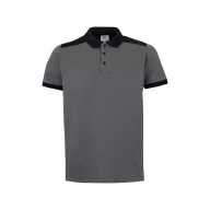   Tricou polo pique stretch bicolor cu maneci scurte, Unisex, 2502E13717, Velilla, Poliester, Elastan, Gri, M
