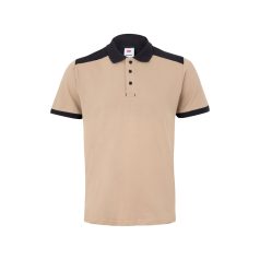   Tricou polo pique stretch bicolor cu maneci scurte, Unisex, 2502E13707, Velilla, Poliester, Elastan, Bej, 2XL