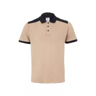   Tricou polo pique stretch bicolor cu maneci scurte, Unisex, 2502E13711, Velilla, Poliester, Elastan, Bej, S