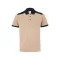 Tricou polo pique stretch bicolor cu maneci scurte, Unisex, 2502E13711, Velilla, Poliester, Elastan, Bej, S