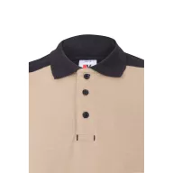   Tricou polo pique stretch bicolor cu maneci scurte, Unisex, 2502E13711, Velilla, Poliester, Elastan, Bej, S