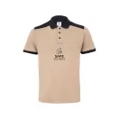 Tricou polo pique stretch bicolor cu maneci scurte, Unisex, 2502E13711, Velilla, Poliester, Elastan, Bej, S