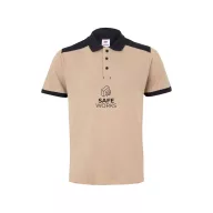   Tricou polo pique stretch bicolor cu maneci scurte, Unisex, 2502E13711, Velilla, Poliester, Elastan, Bej, S
