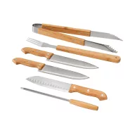   Set ustensile gratar, Everestus, 22FEB1481, 160x455x65 mm, Bambus., Otel, Natur