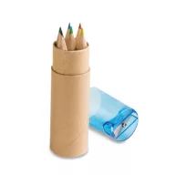   Pencil box with 6 coloured pencils, Cardboard and plastic, Blue