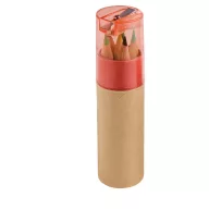  Pencil box with 6 coloured pencils, Cardboard and plastic, Red