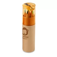   Pencil box with 6 coloured pencils, Cardboard and plastic, Orange