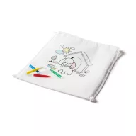   Saculet de colorat pentru copii, material textil, Kidonero, 8IA19002, alb