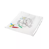   Saculet de colorat pentru copii, material textil, Kidonero, 8IA19002, alb