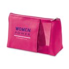 Cosmetic bag, Microfiber and mesh, Fuchsia