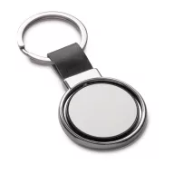   Breloc rotund, Everestus, KR0466, piele ecologica, metal, negru