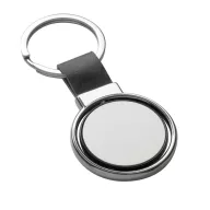   Breloc rotund, Everestus, KR0466, piele ecologica, metal, negru