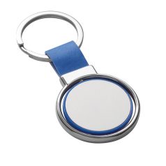   Breloc rotund, Everestus, KR0471, piele ecologica, metal, albastru
