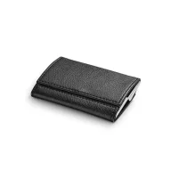   Portcard din metal si piele ecologica, Everestus, PE02, negru, 93x67x19 mm