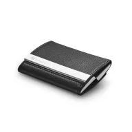   Portcard din metal si piele ecologica, Everestus, PE02, negru, 93x67x19 mm