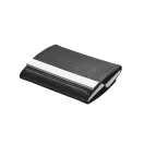 Portcard din metal si piele ecologica, Everestus, PE02, negru, 93x67x19 mm