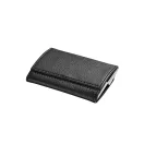 Portcard din metal si piele ecologica, Everestus, PE02, negru, 93x67x19 mm