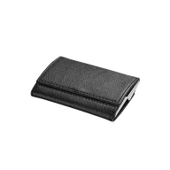   Portcard din metal si piele ecologica, Everestus, PE02, negru, 93x67x19 mm