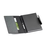   Carnetel cu inchidere magnetica si buzunar exterior, 80 pagini, Everestus, RL, piele ecologica si poliester fabric, gri inchis