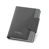   Carnetel cu inchidere magnetica si buzunar exterior, 80 pagini, Everestus, RL, piele ecologica si poliester fabric, gri inchis