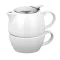 Set ceainic 430 ml si cana 260 ml, Everestus, 20FEB0395, Ceramica, Alb