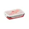Caserola ermetica retractabila, 21MAR1249, 640 ml, Everestus, 170x110x66 mm, Silicon, Polipropilena, Rosu