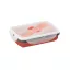 Caserola ermetica retractabila, 21MAR1249, 640 ml, Everestus, 170x110x66 mm, Silicon, Polipropilena, Rosu